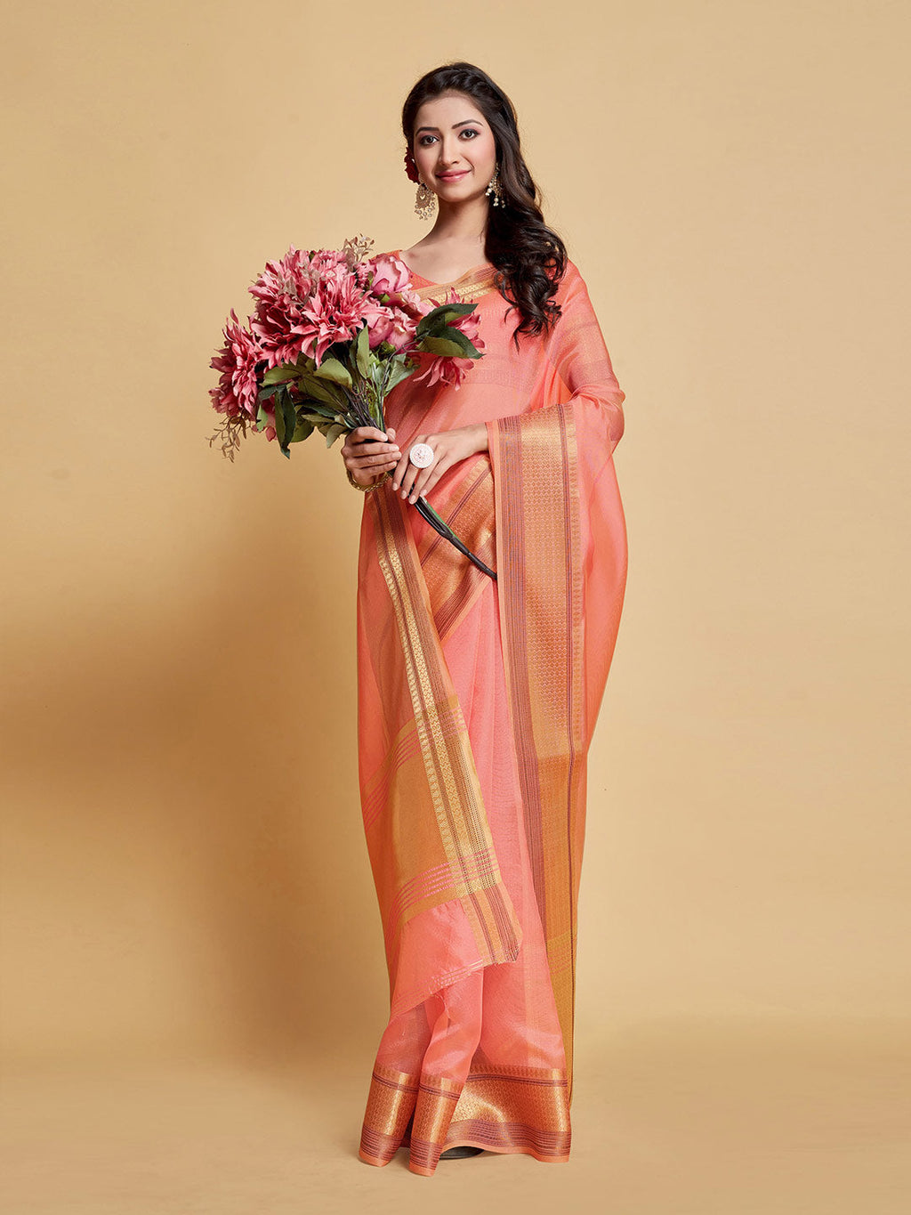 Sangria Woven Design Border Art Silk Banarasi Saree | Grocsy