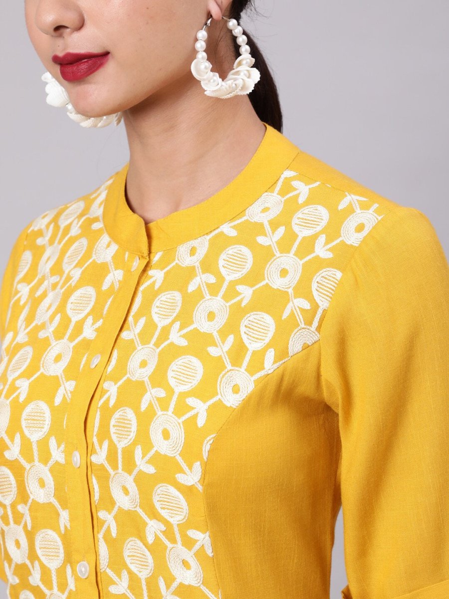 Aks Ethnic Motifs Embroidered Thread Work A-Line Kurta | Grocsy