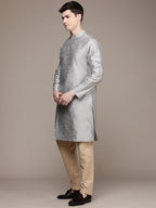 House of Pataudi Ethnic Motifs Embroidered Thread Work Angrakha Rozana Kurta | Grocsy