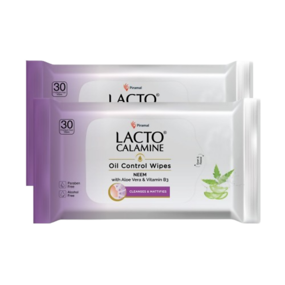 Lacto Calamine Oil Control Face Wipes, Makeup Remover Wipes With Neem & Aloe 30 Usable Wipes | Grocsy