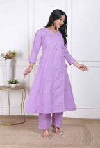 Miravan Womens Lavender Angrakha Kurta Set | Grocsy