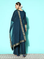 Sangria Women Floral Yoke Design Regular Kurta with Palazzos & With Dupatta | Grocsy