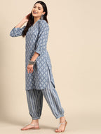 Sangria Floral Printed Regular Pure Cotton Kurta with Salwar | Grocsy