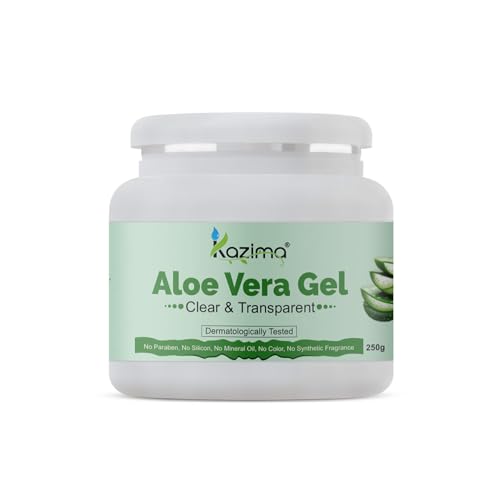 Kazima Aloe Vera Gel Raw - 100% Pure Natural Gel - Ideal for Skin Treatment, Face, Acne Scars, Hair Treatment, Moisturizer & Dark Circles (250 Gram) | Grocsy