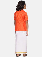Sethukrishna Boys Orange & White Shirt with Dhoti | Grocsy