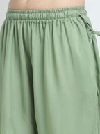 TAG 7 Women Sage Green Solid Flared Fit Ethnic Palazzos | Grocsy