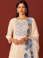 Indo Era Paisley Embroidered Thread Work Pure Cotton Kurta With Trousers And Dupatta | Grocsy
