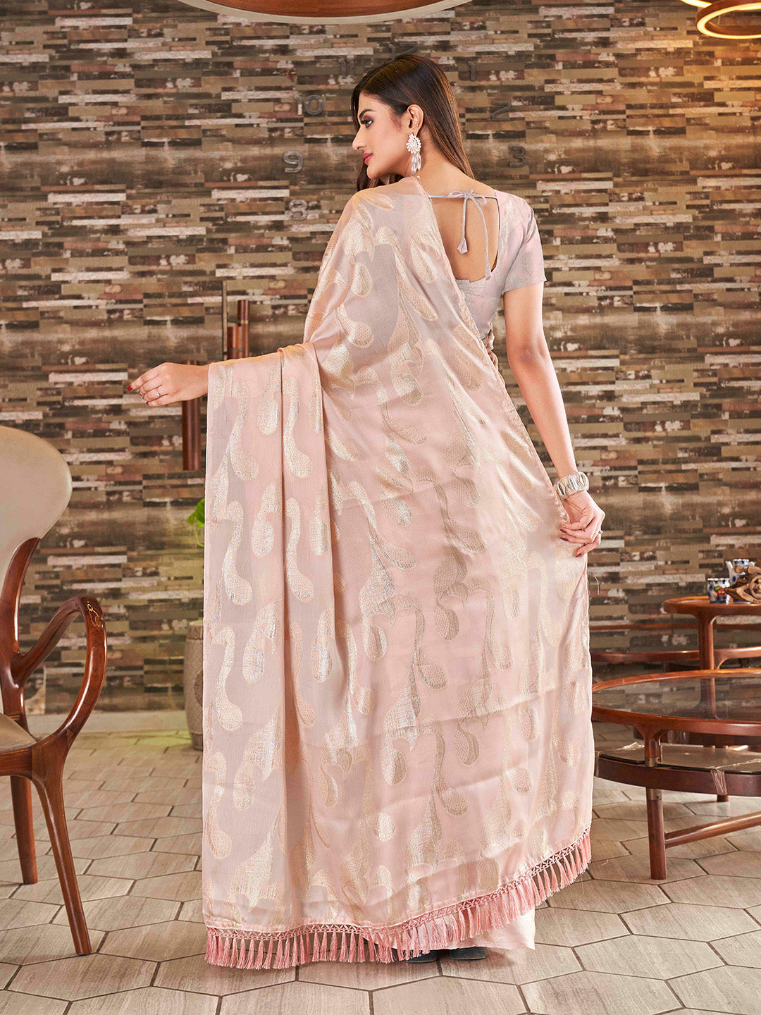 Tikhi Imli Woven Design Satin Jacquard Ready to Wear Saree | Grocsy