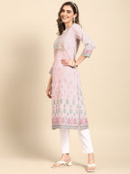 Sangria Women Pink Floral Embroidered Kurta | Grocsy