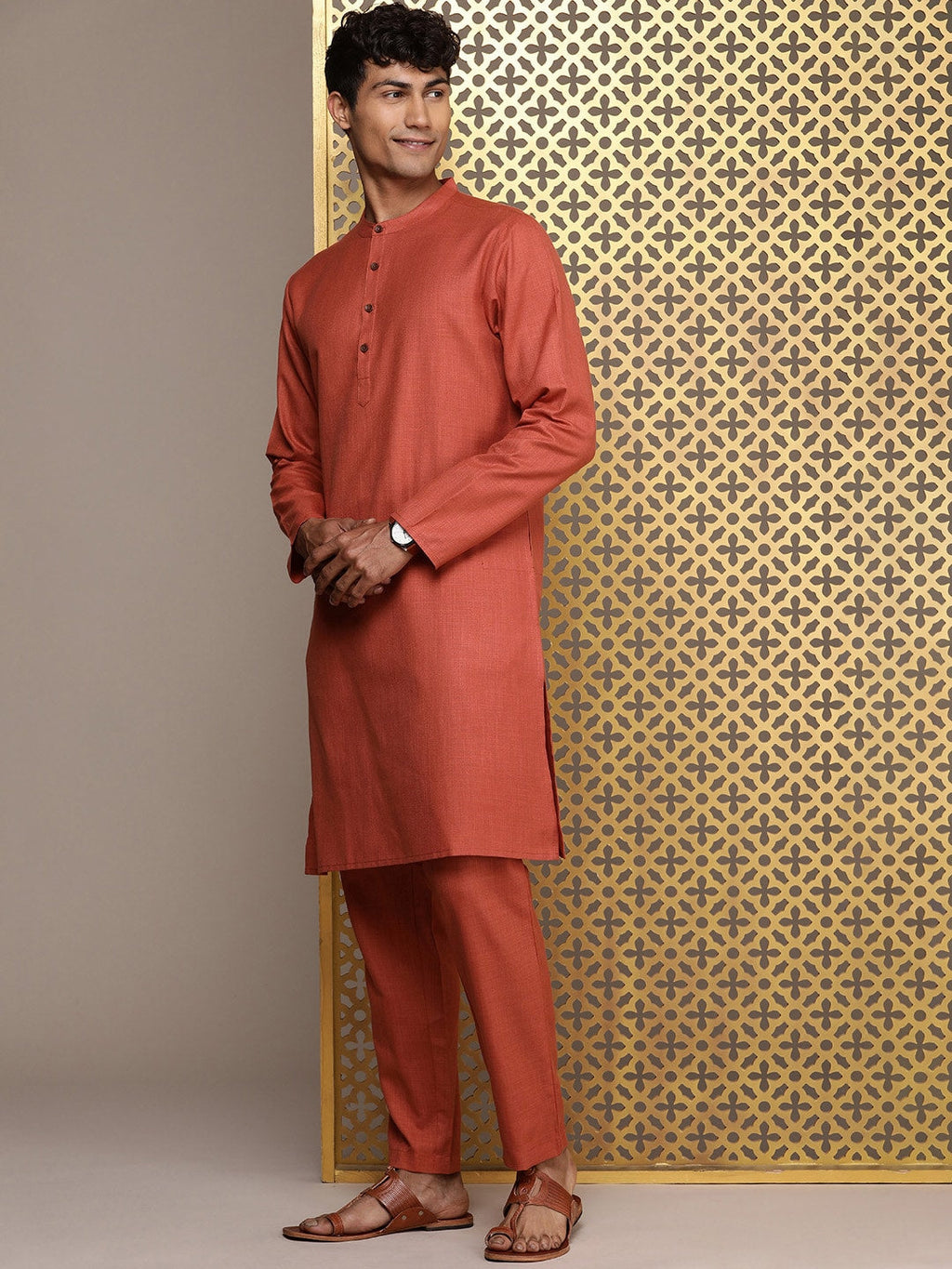 House of Pataudi Men Jashn Kurta & Trousers With Nehru Jacket | Grocsy