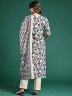 Indo Era Floral Printed Regular Pure Cotton Kurta with Trousers & Dupatta | Grocsy