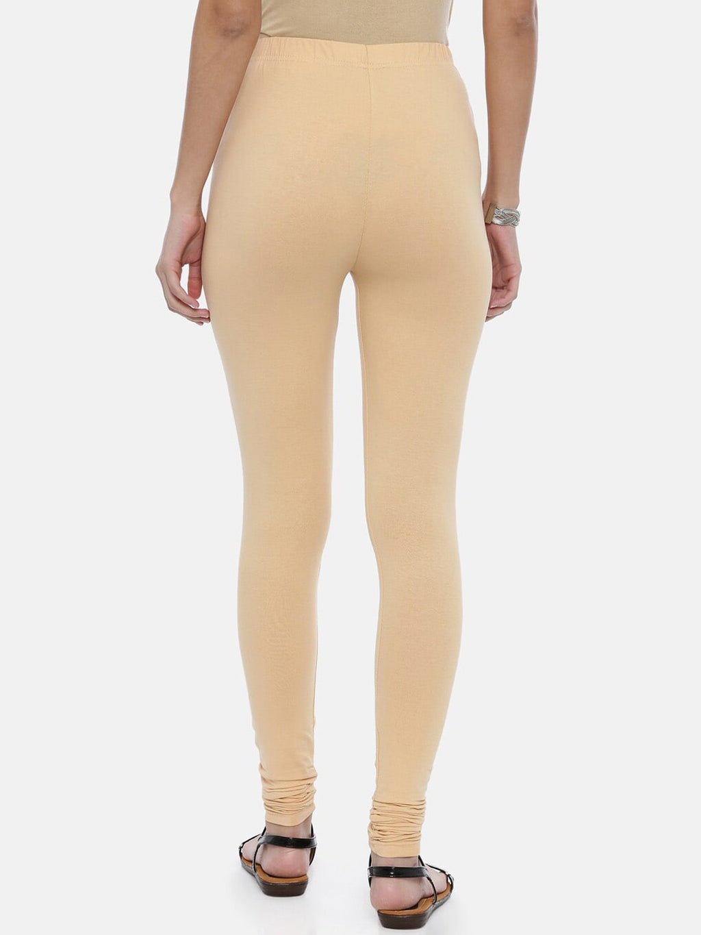 Souchii Beige Solid Churidar-Length Leggings | Grocsy