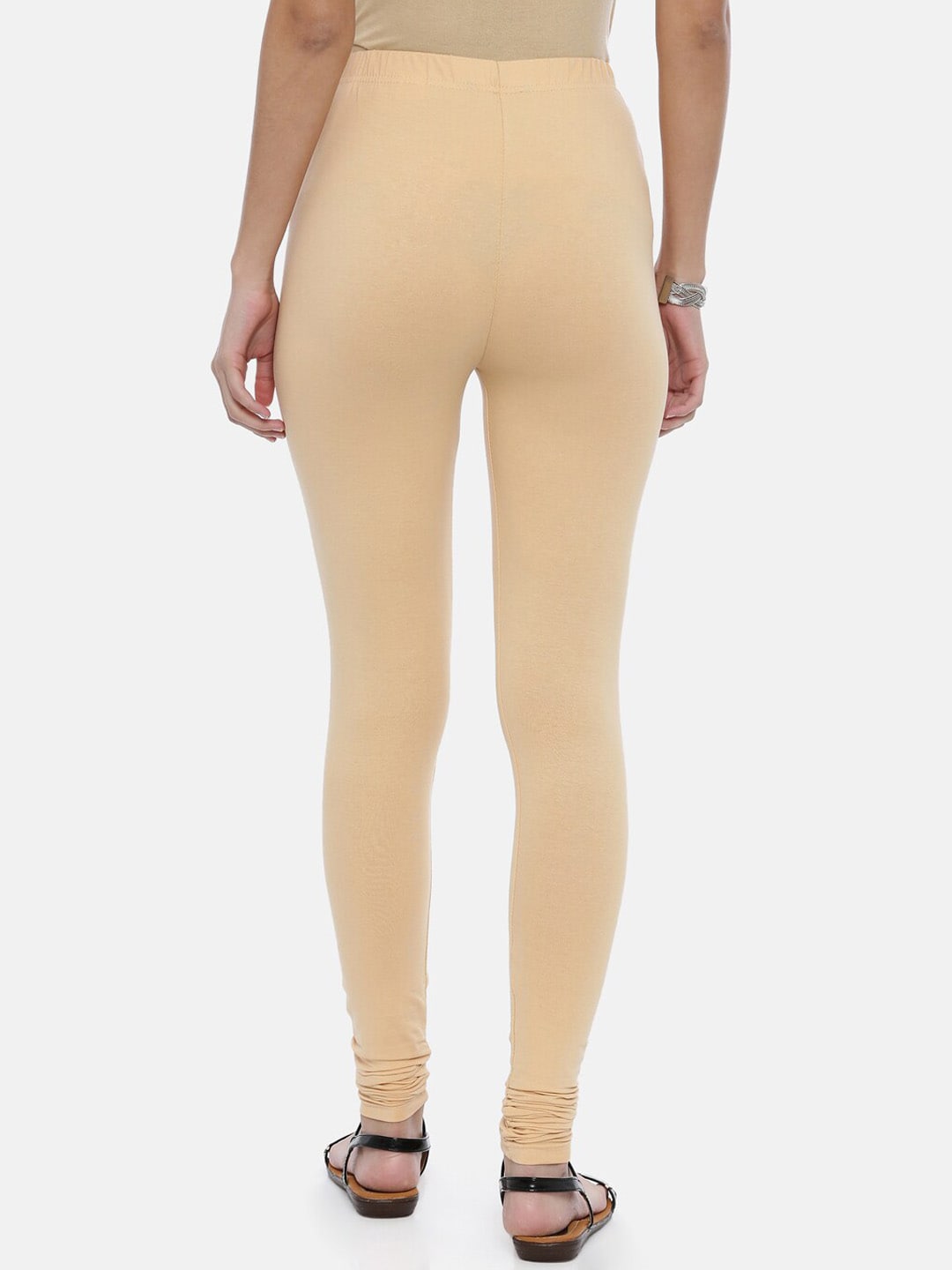 Souchii Beige Solid Churidar-Length Leggings | Grocsy