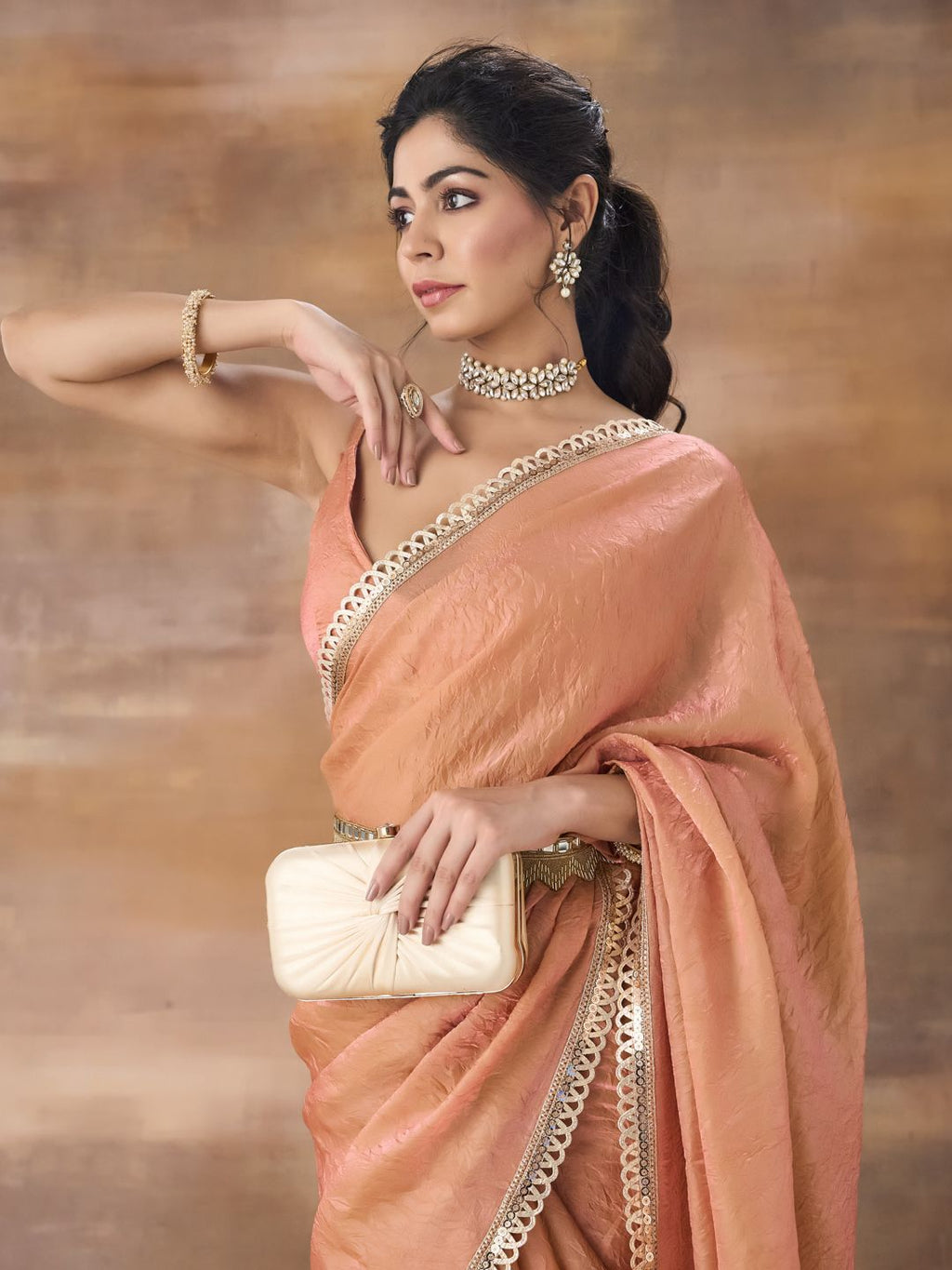 kasee Sequinned Organza Saree | Grocsy