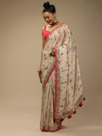 Sangria Floral Embellished Chiffon Saree | Grocsy