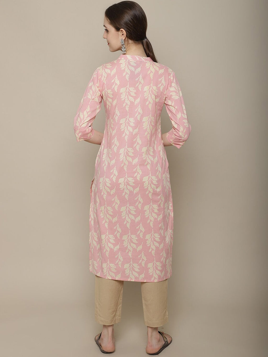 Sangria Women Pink & Beige Cotton Floral Printed Floral Kurta | Grocsy