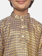 Sethukrishna Boys Gold-Toned Ethnic Motifs Kurta with Pyjamas | Grocsy