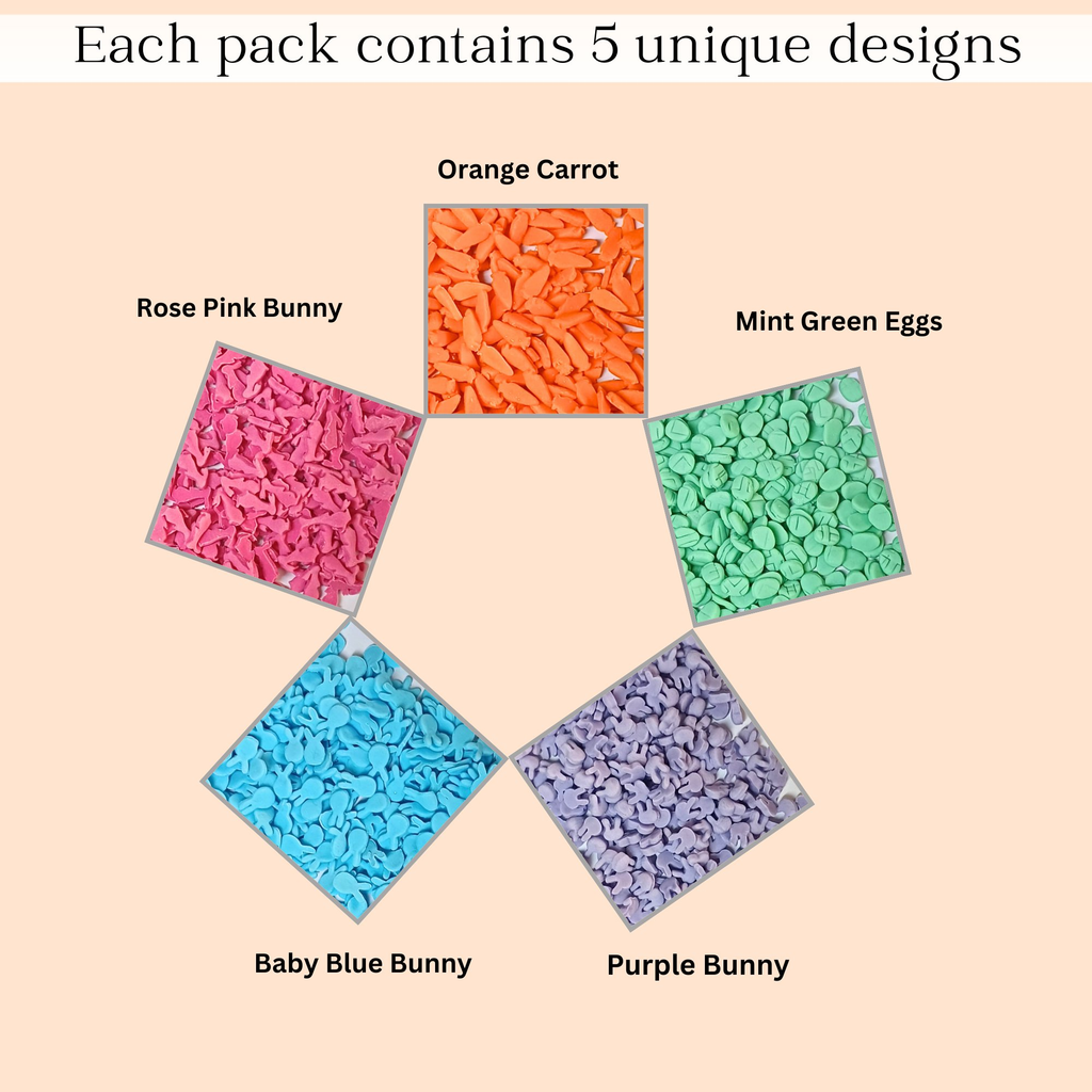 Confect Bunny Sprinkles |  Orange, Silver and Sky Blue, Red Sprinkles Pack of 5 (EAST 9) - 100Gms | Grocsy