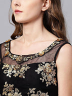Tulsi Art Black Floral Golden Sequins Work Net Fabric Party Wear Lehenga Choli | Grocsy