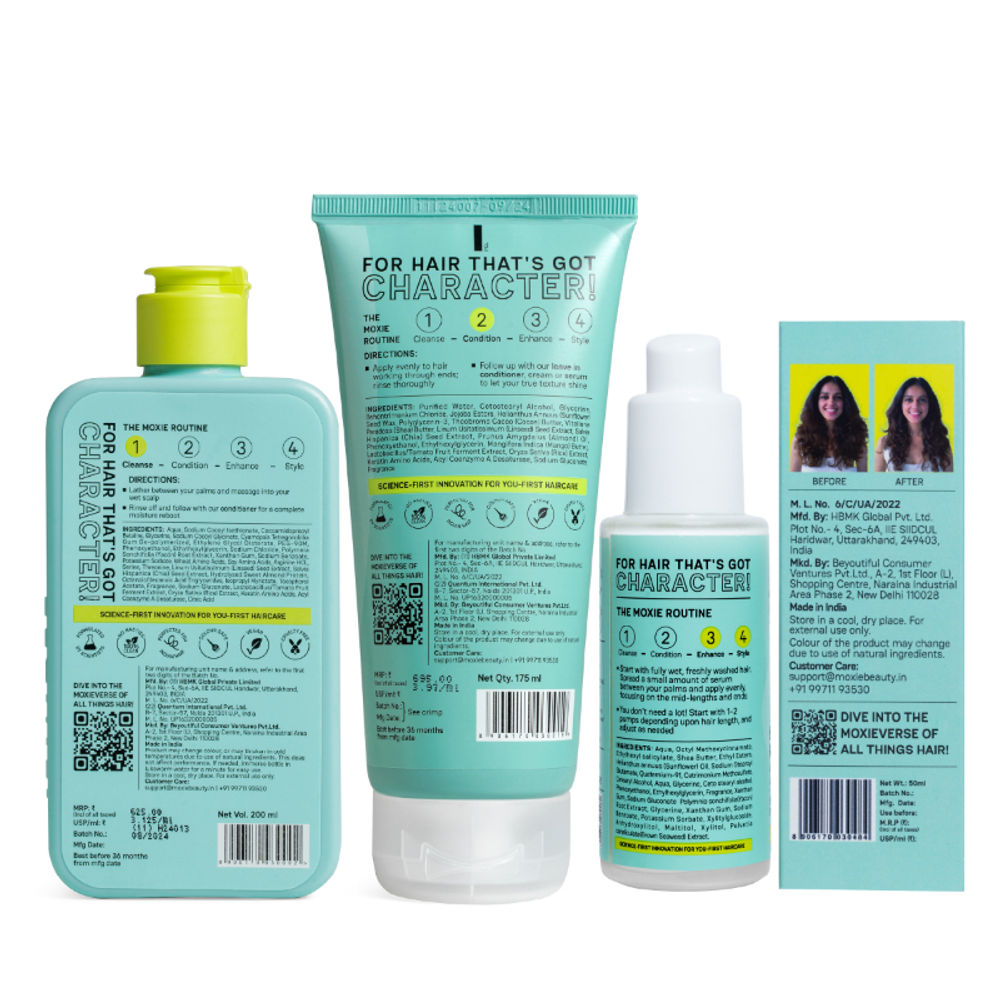 Moxie Beauty Ditch-The-Frizz Trio - Shampoo, Conditioner & Hair Serum | Grocsy