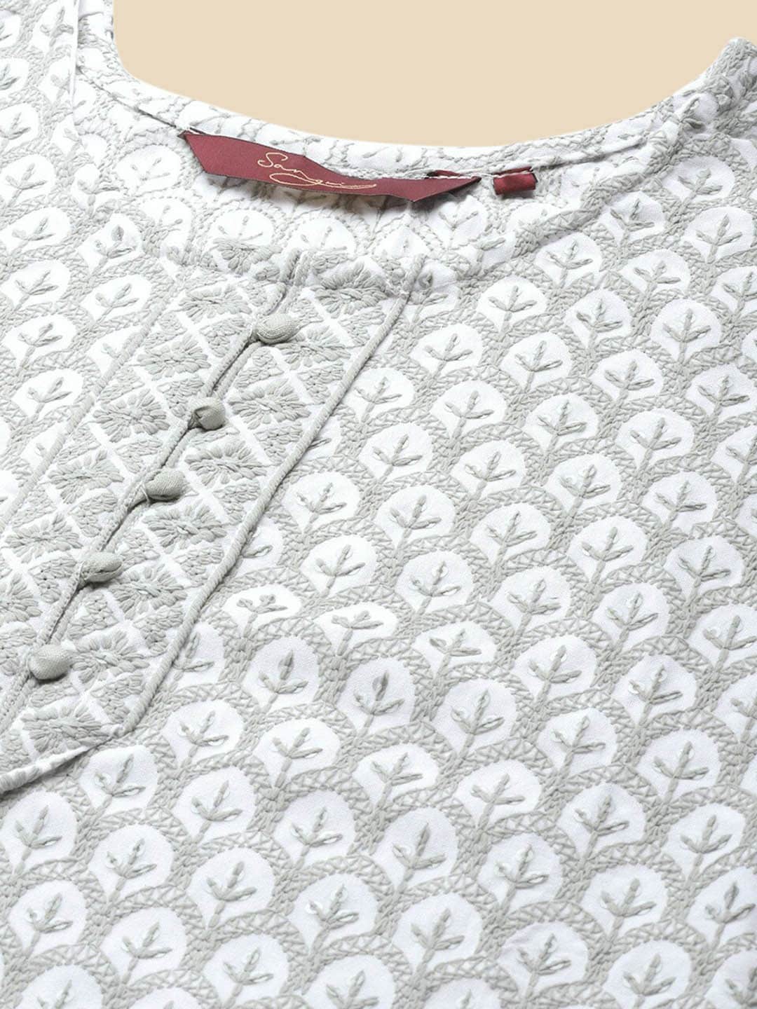 Sangria Embroidered Sequin Straight Kurta | Grocsy