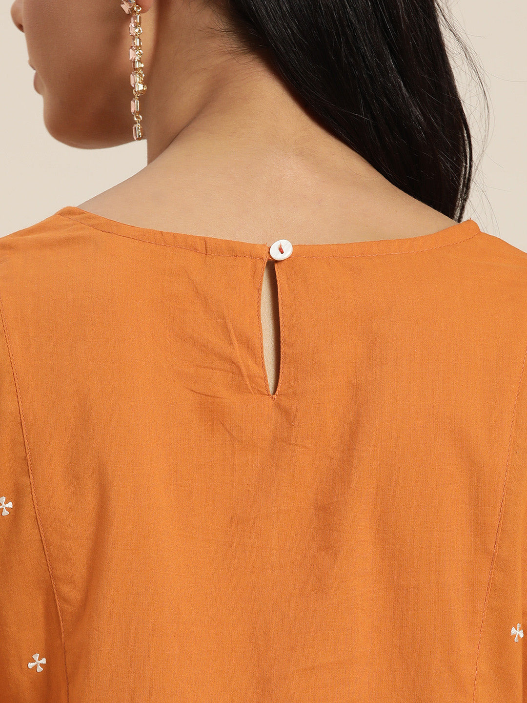 Sangria Women Rust Orange Solid Pure Cotton Kurta with Palazzos | Grocsy