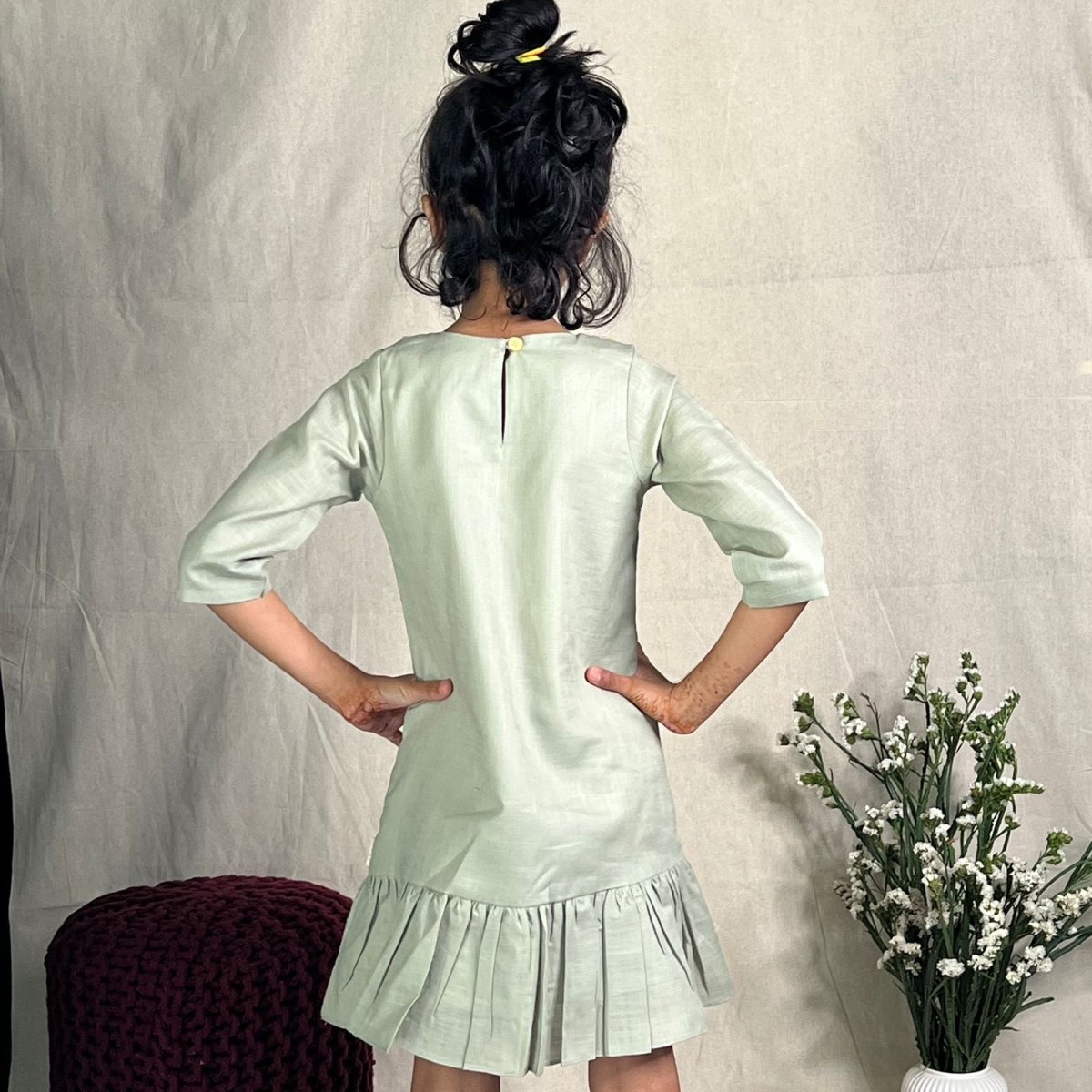 ArthLife Green & Yellow Pepa Collared Dress | Grocsy
