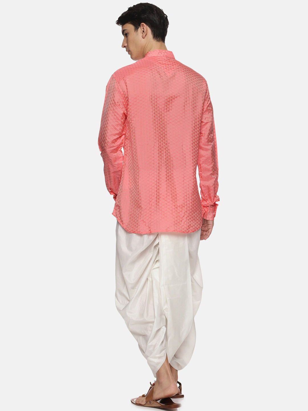 Sethukrishna Men Red Striped Kurta with Dhoti Pants | Grocsy