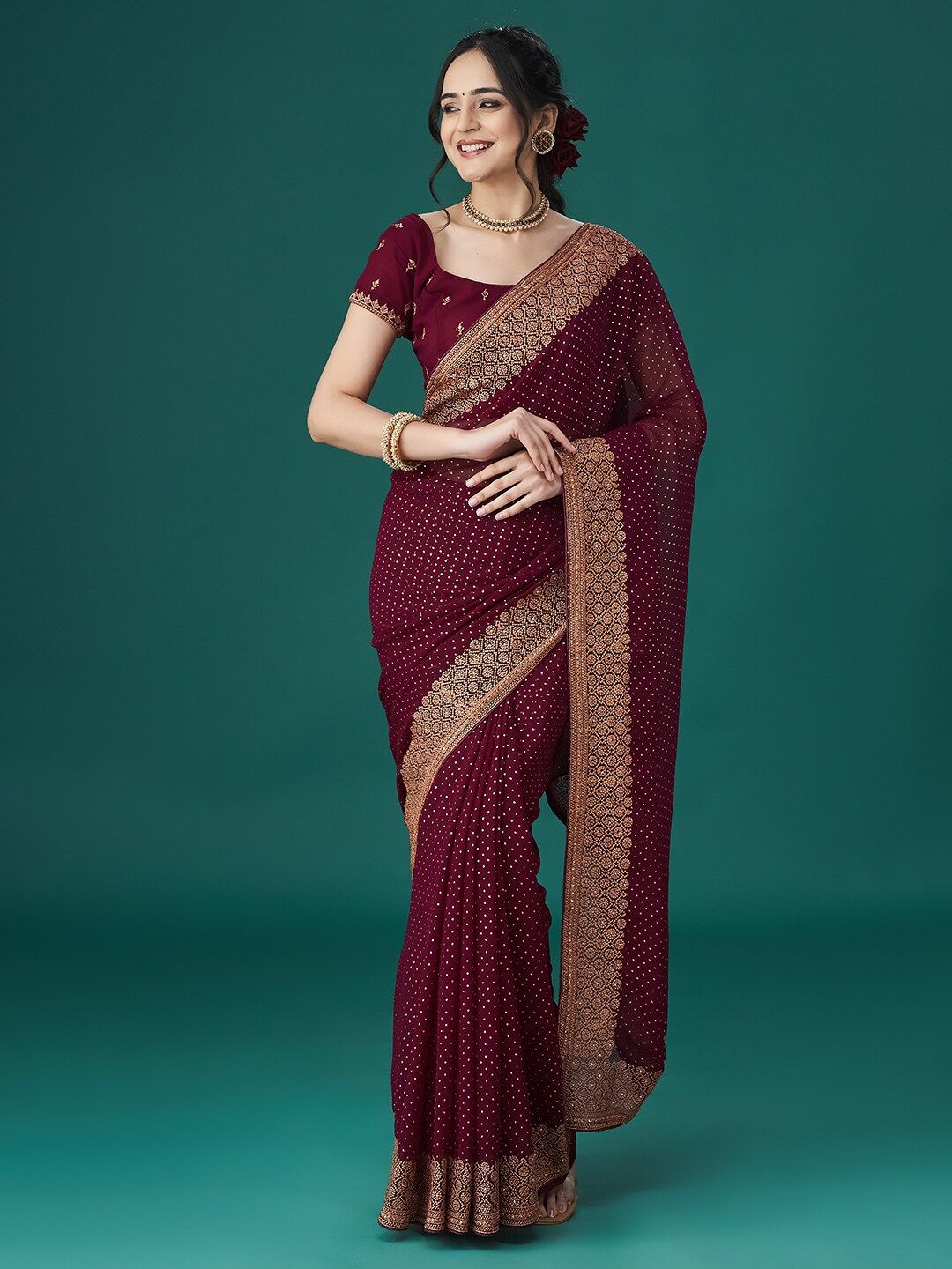 kasee Embroidered Polka Dots Sarees | Grocsy