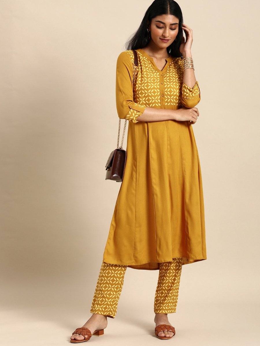 All About You Women Brown & Cream Printed Kurta with Trousers | Grocsy