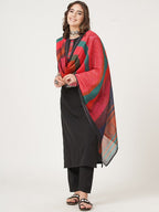 HERE&NOW Black And Red Straight Kurta with Trousers & With Dupatta | Grocsy