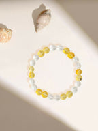 Clear Quartz & Citrine Yellow and White Beads Bracelet - Ruby Raang | Grocsy