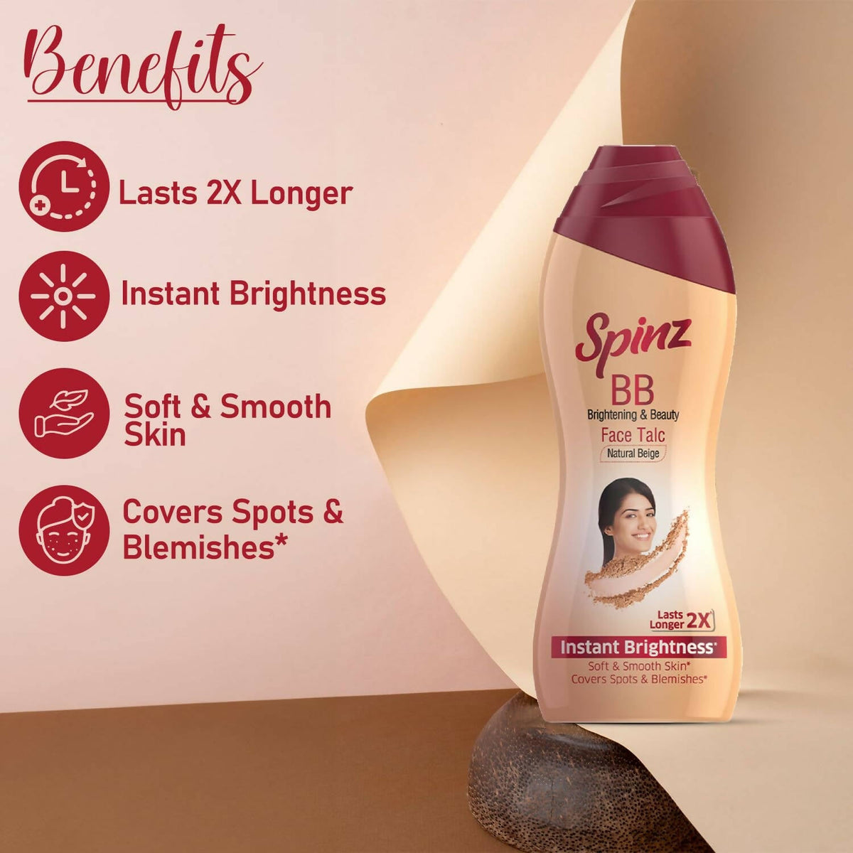 Spinz BB Brightening & Beauty Face Talc - Natural Beige | Grocsy