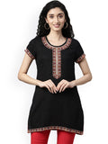Souchii Black Embroidered Mirror Work Kurti | Grocsy