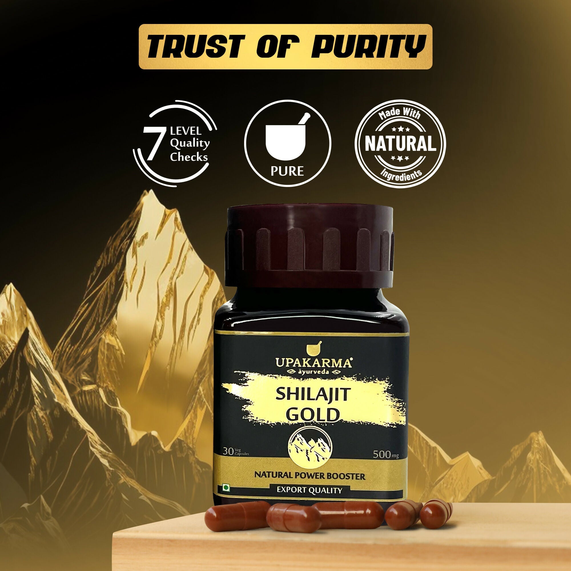 Upakarma Ayurveda SJ Gold Capsules For Power, Stamina, Muscle Growth & Energy | Grocsy