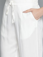 HERE&NOW Women Yellow & Off-White Printed Regular Kurta with Palazzos | Grocsy