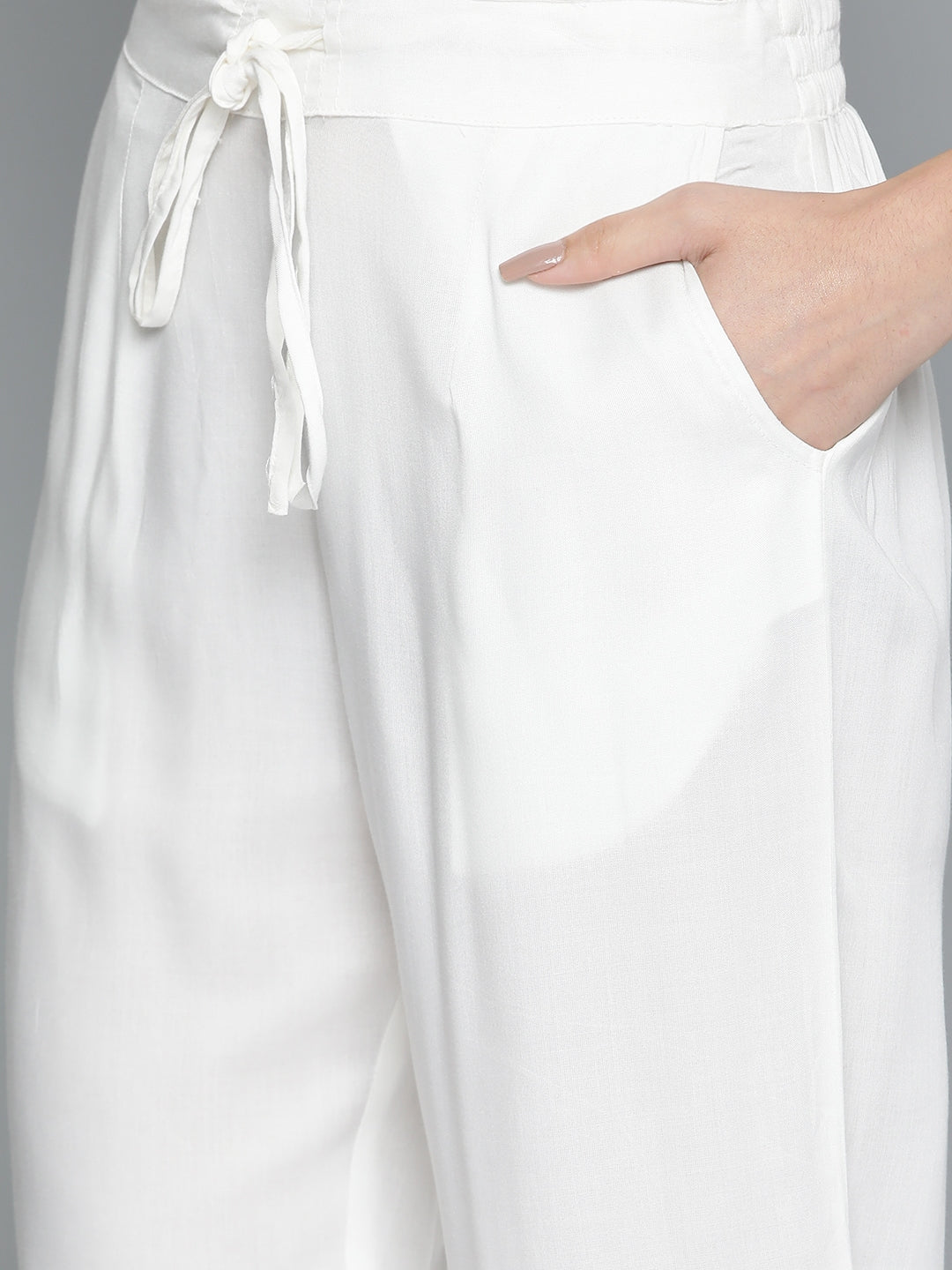 HERE&NOW Women Yellow & Off-White Printed Regular Kurta with Palazzos | Grocsy