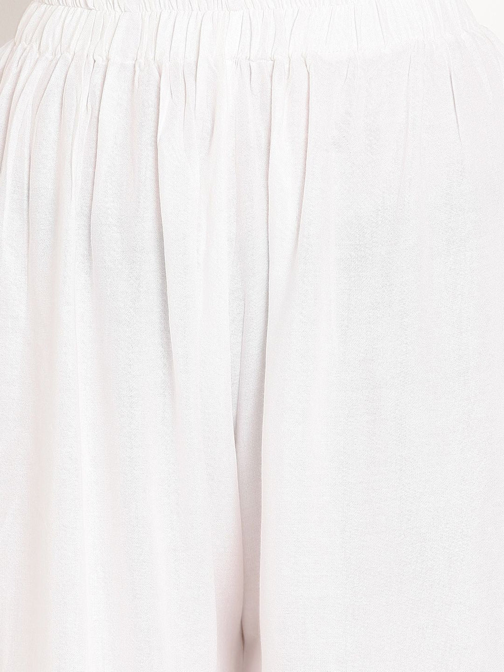 TAG 7 Women White Solid Straight Palazzos | Grocsy