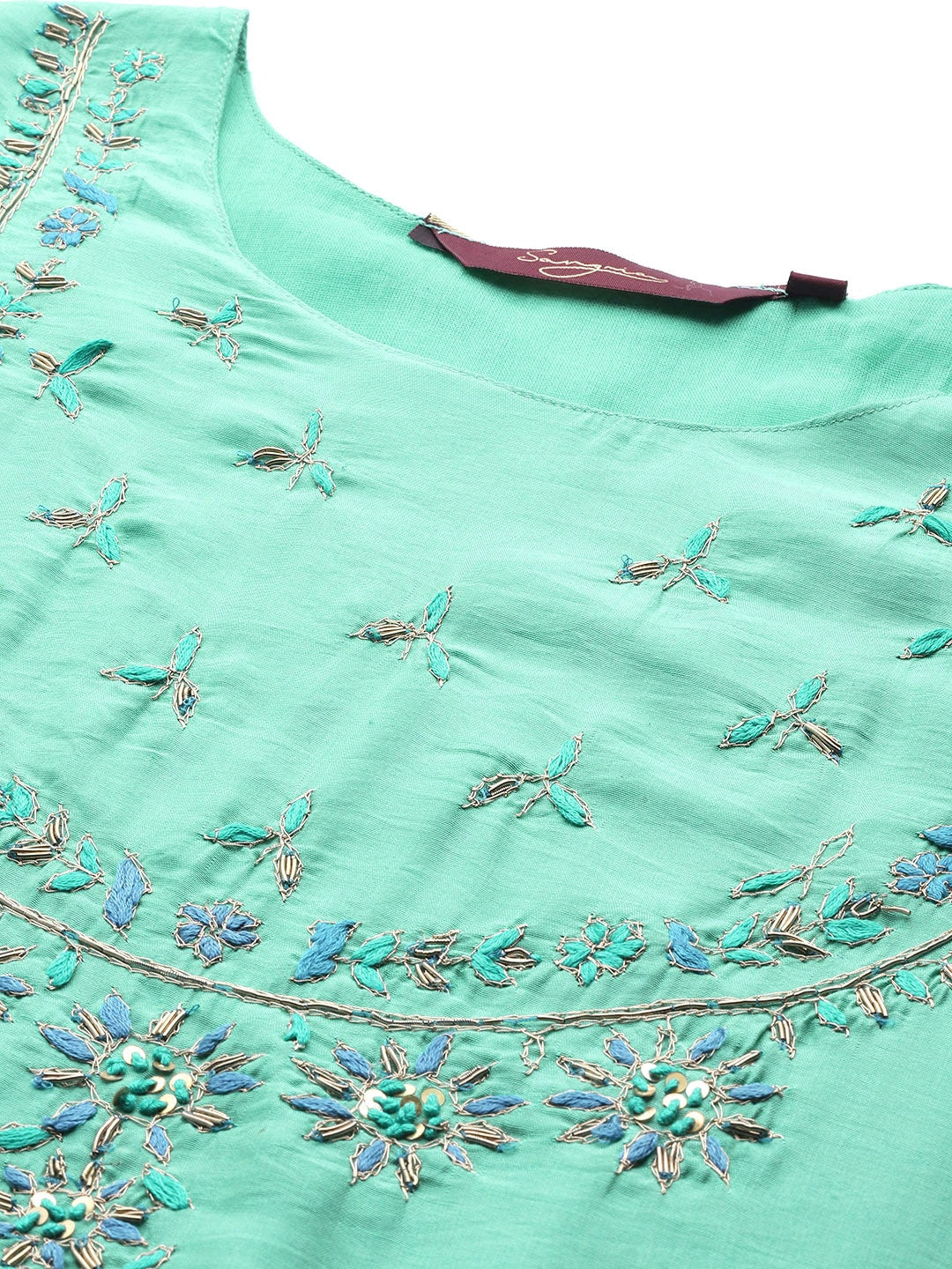 Sangria Women Ethnic Motifs Embroidered Anarkali Kurta | Grocsy