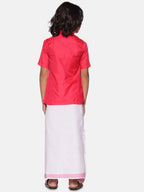 Sethukrishna Boys Pink & White Shirt with Dhoti | Grocsy