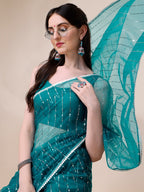 Sangria Embellished Net Saree | Grocsy