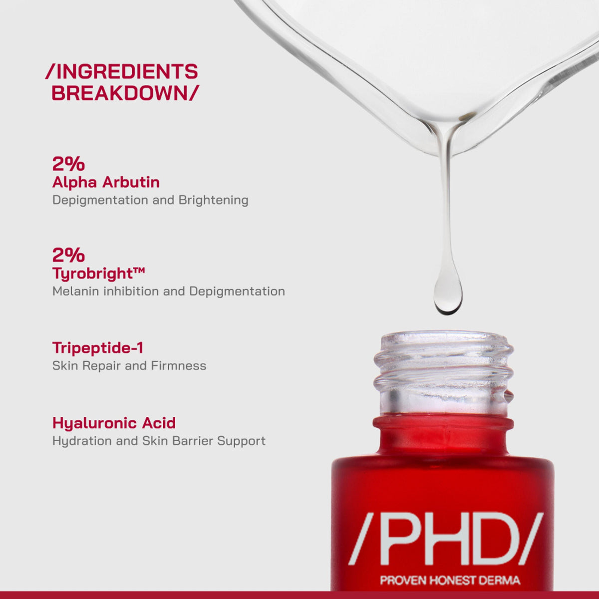 Proven Honest Derma (PHD) 2% Alpha Arbutin Serum | Grocsy