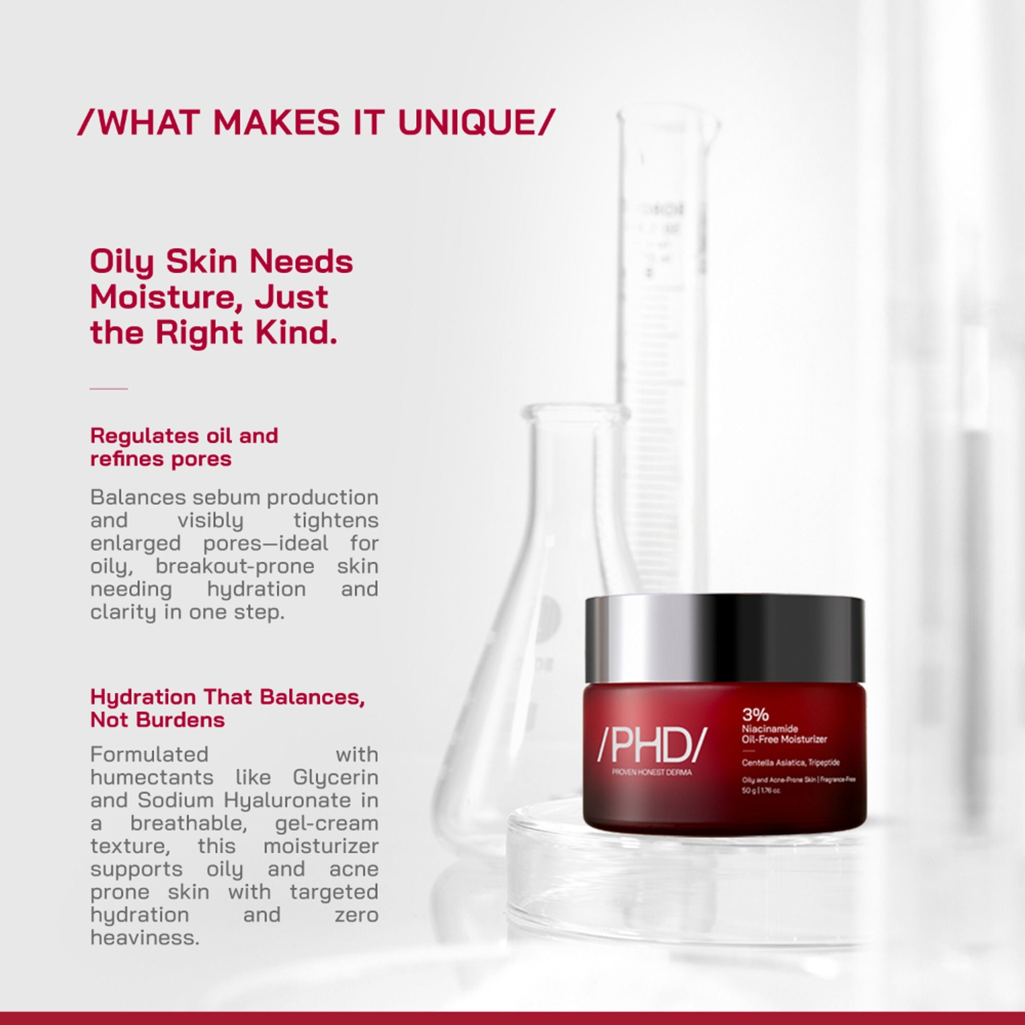 Proven Honest Derma (PHD) 3% Niacinamide Oil-Free Moisturizer | Grocsy