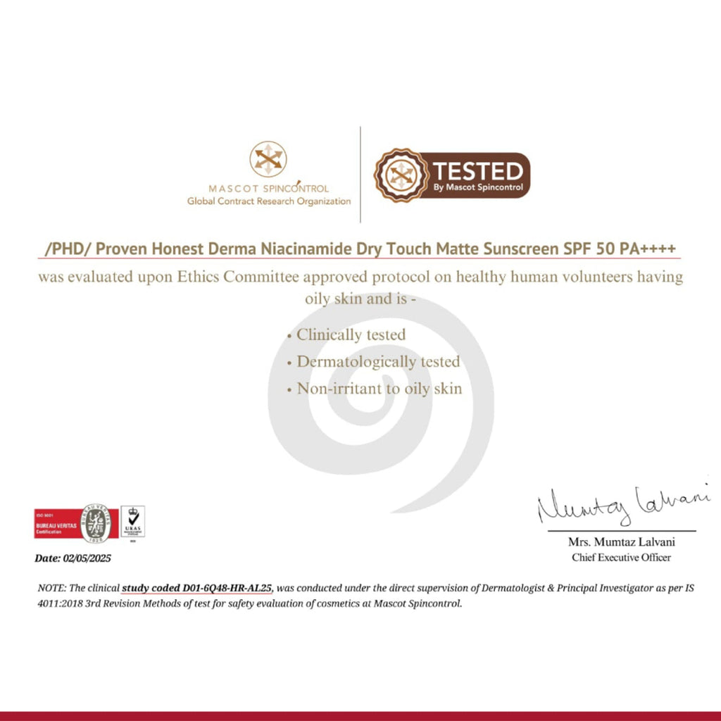 Proven Honest Derma (PHD) Niacinamide Oil-Free Sunscreen SPF 50 PA++++ | Grocsy