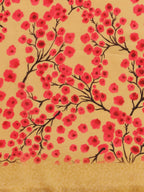 Sangria Beige & Peach-Coloured Floral Printed Georgette Saree | Grocsy