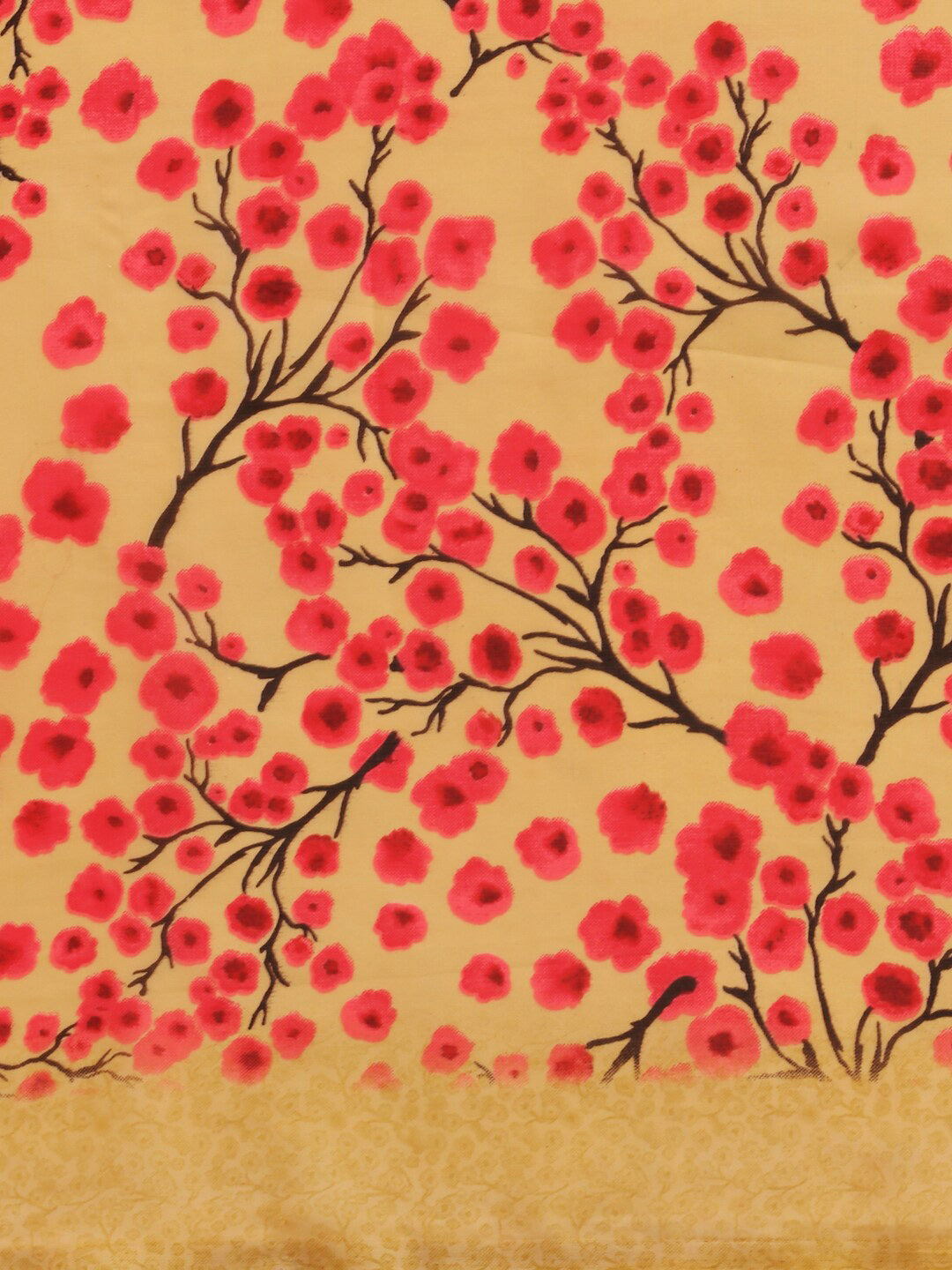 Sangria Beige & Peach-Coloured Floral Printed Georgette Saree | Grocsy
