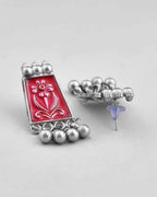 VOJ Silver Plated Oxidized Multi Color Hasli with Earring Set | Grocsy