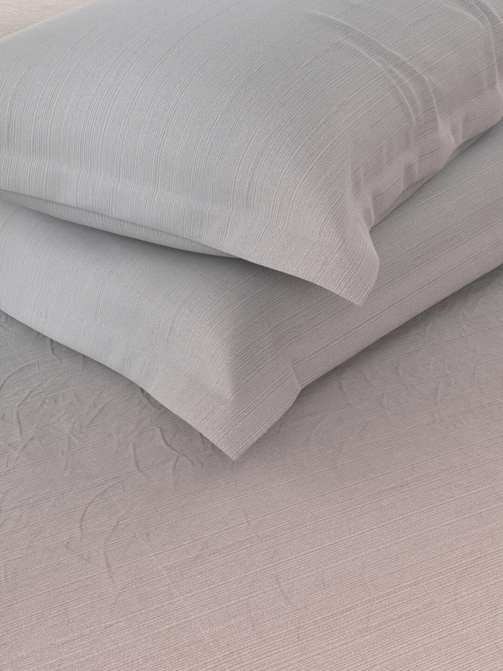 Nautica Grey & Pink 160 TC King Bedsheet With 2 Pillow Covers | Grocsy