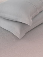 Nautica Grey & Pink 160 TC King Bedsheet With 2 Pillow Covers | Grocsy