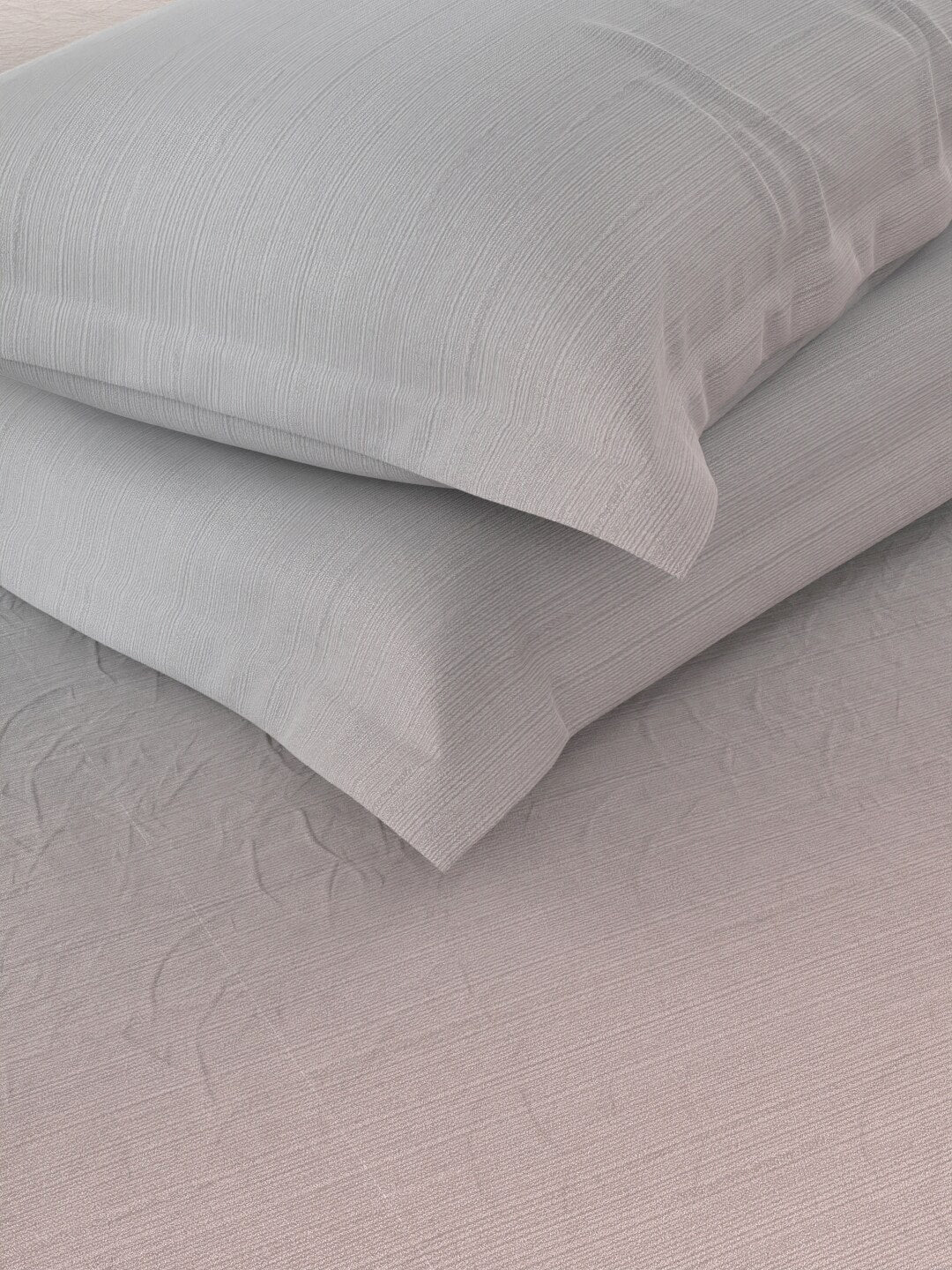 Nautica Grey & Pink 160 TC King Bedsheet With 2 Pillow Covers | Grocsy